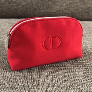 Dior Beauty Makeup Logo Small Luxury Pouch Gift Authentic Red